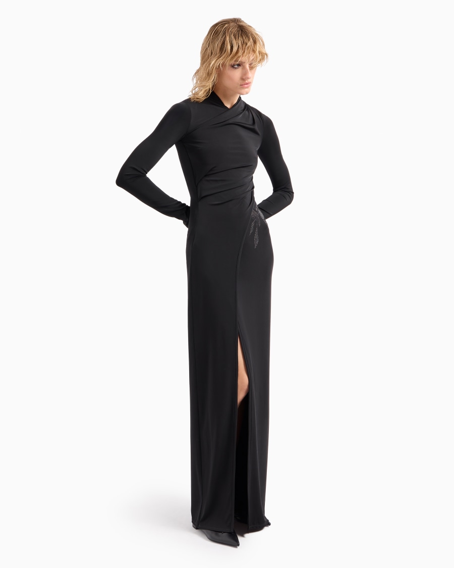 The world of armani ABITO LUNGO IN JERSEY DI VISCOSA STRETCH CON STRASS ASV Offerta Anniversario