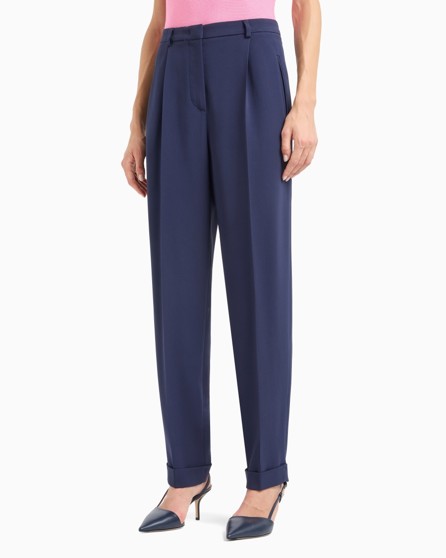 The world of armani PANTALONI DRITTI A UNA PINCE IN CADY DI VISCOSA Online Outlet