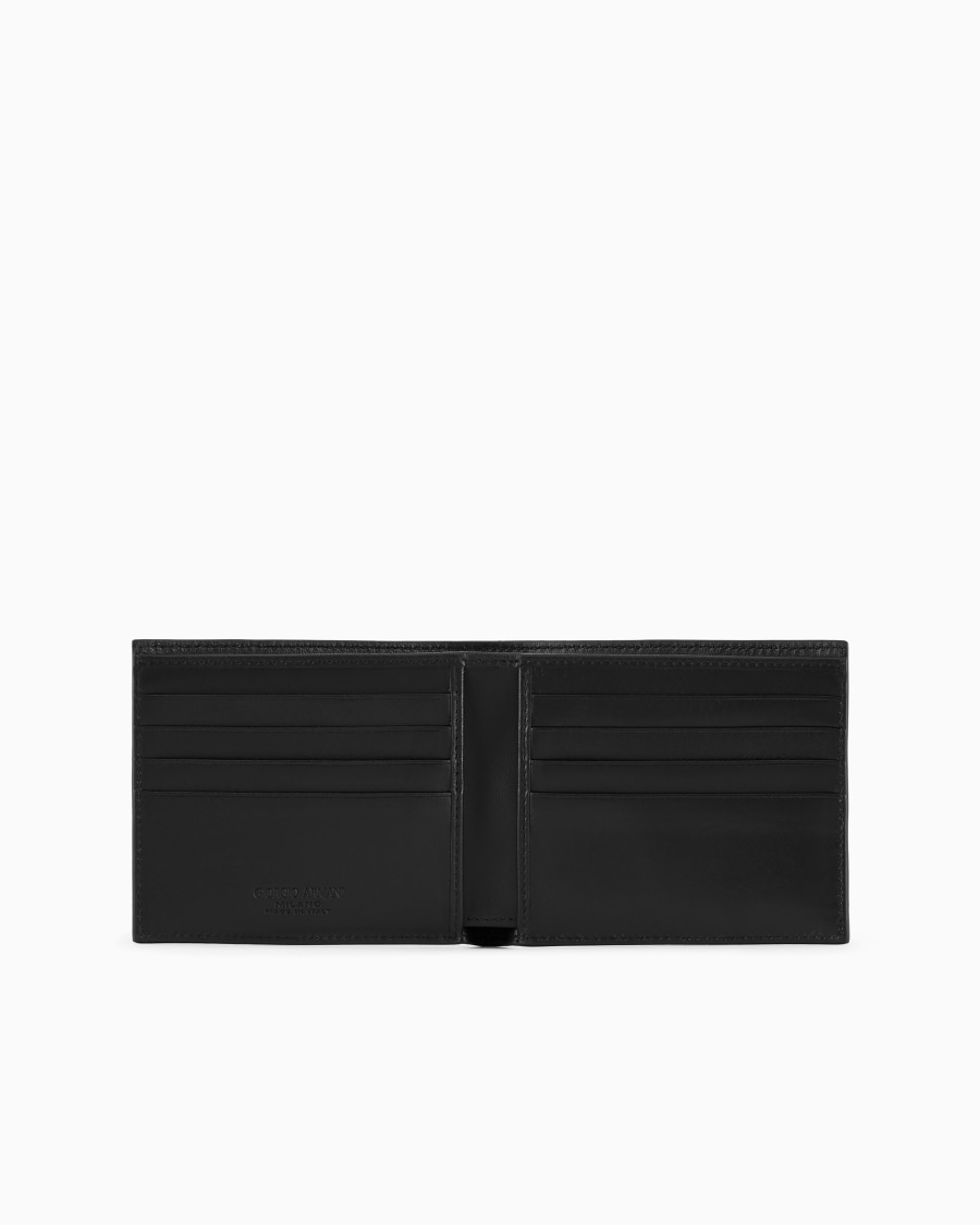 The world of armani PORTAFOGLIO BIFOLD IN NAPPA CON LOGO RICAMATO Offerte giornaliere