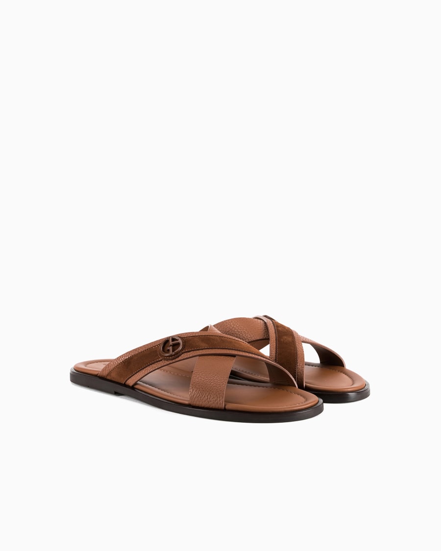 The world of armani SANDALI CROSS IN PELLE SCAMOSCIATA BICOLORE Offerte speciali