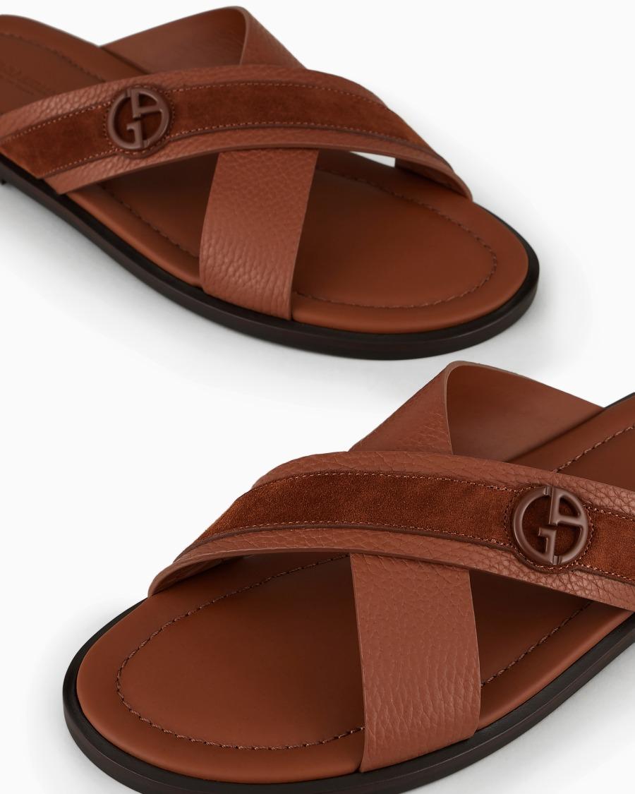 The world of armani SANDALI CROSS IN PELLE SCAMOSCIATA BICOLORE Offerte speciali