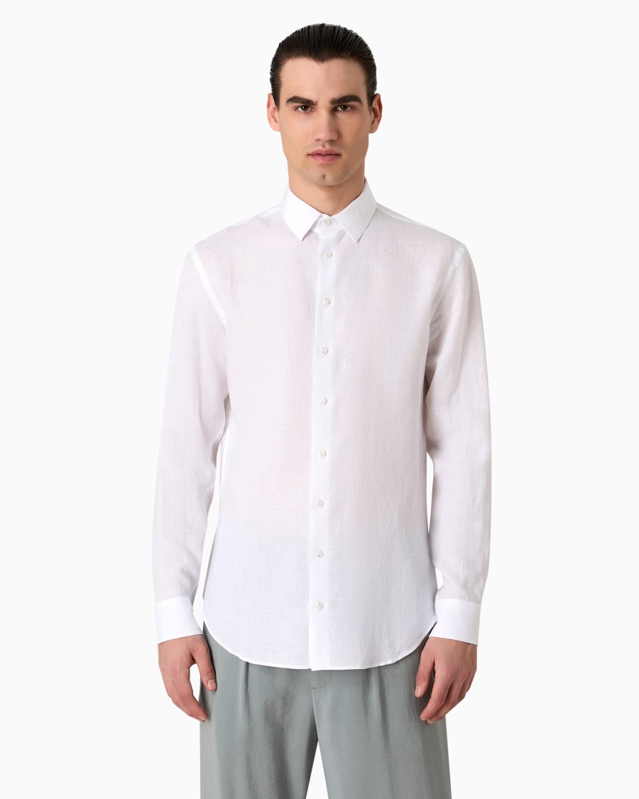 The world of armani CAMICIA REGULAR FIT IN LINO Enormi risparmi