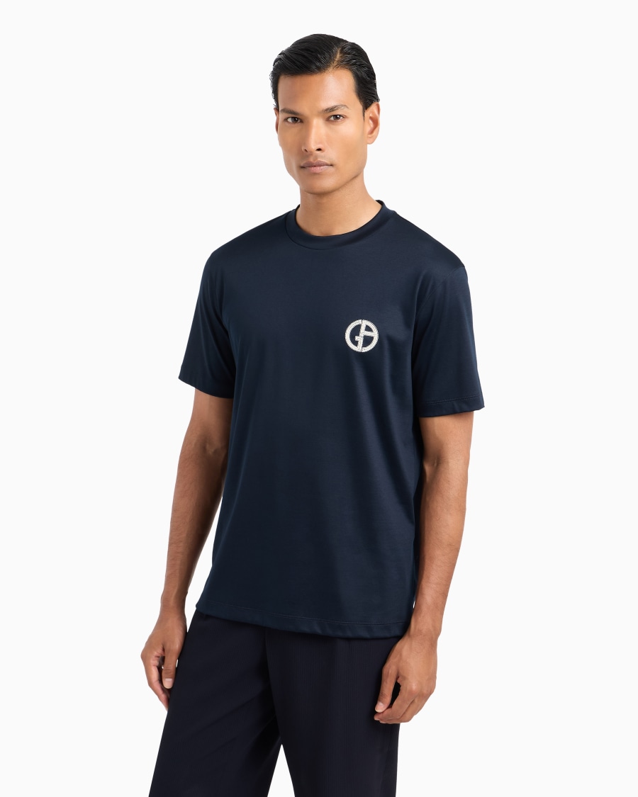 The world of armani T-SHIRT GIROCOLLO IN INTERLOCK DI COTONE Ritorno libero
