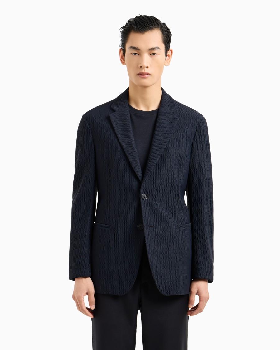 The world of armani GIACCA MONOPETTO IN GAUFRÉ TECNICO Latest stili