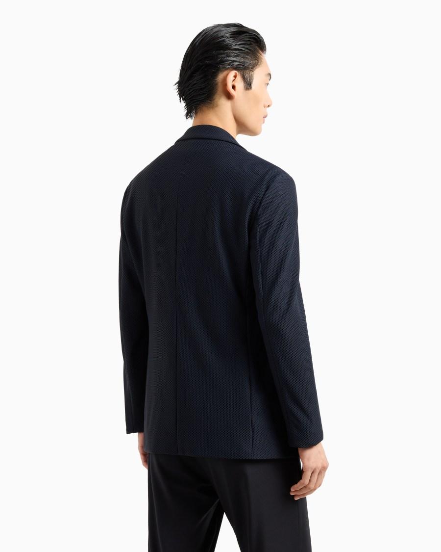The world of armani GIACCA MONOPETTO IN GAUFRÉ TECNICO Latest stili