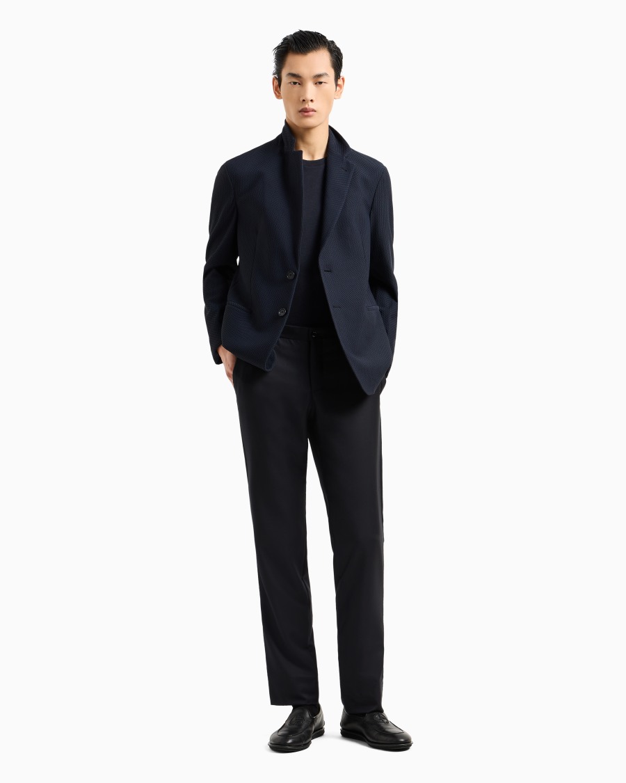 The world of armani GIACCA MONOPETTO IN GAUFRÉ TECNICO Latest stili