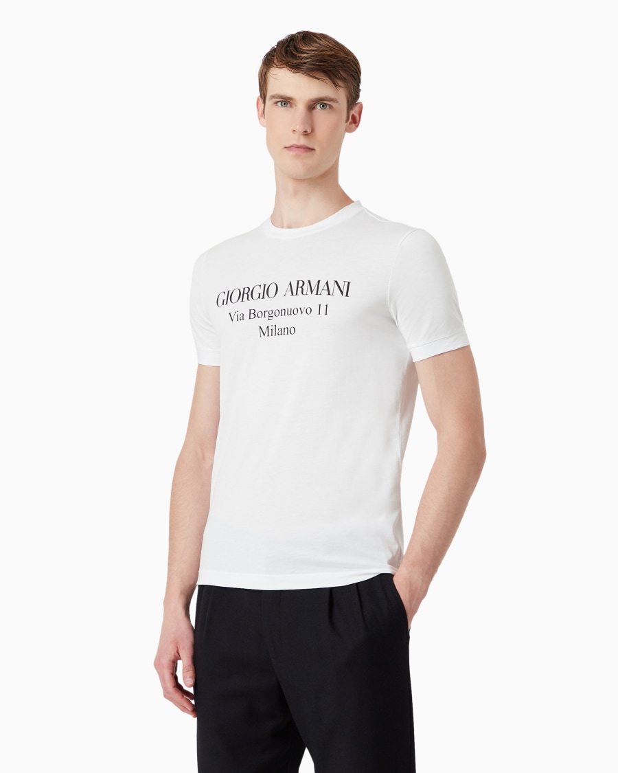 The world of armani T-SHIRT GIROCOLLO BORGONUOVO 11 IN JERSEY DI COTONE PIMA Fino al 65% di sconto