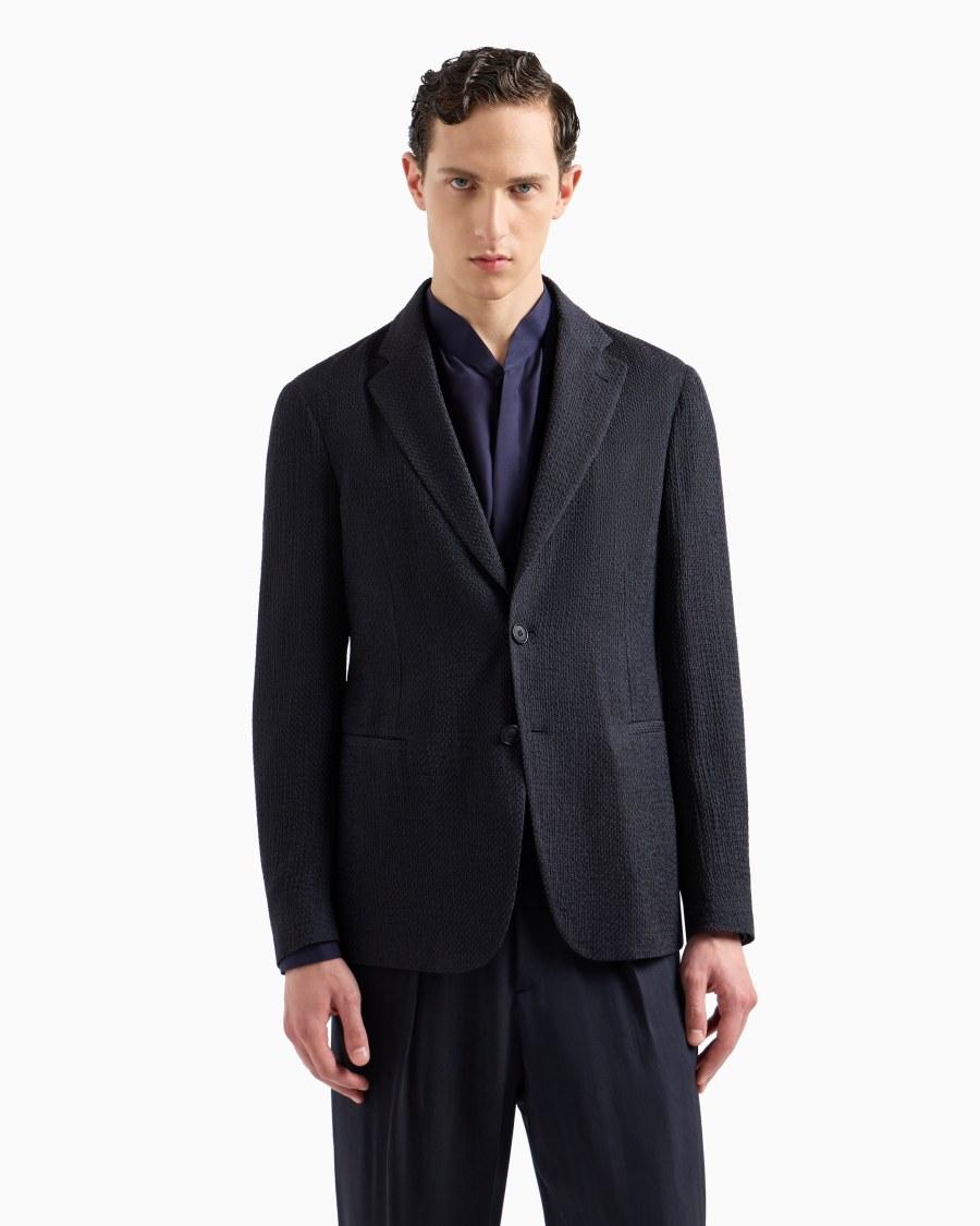 The world of armani GIACCA MONOPETTO IN MISTO CUPRO EFFETTO MESH Offerta speciale della fabbrica