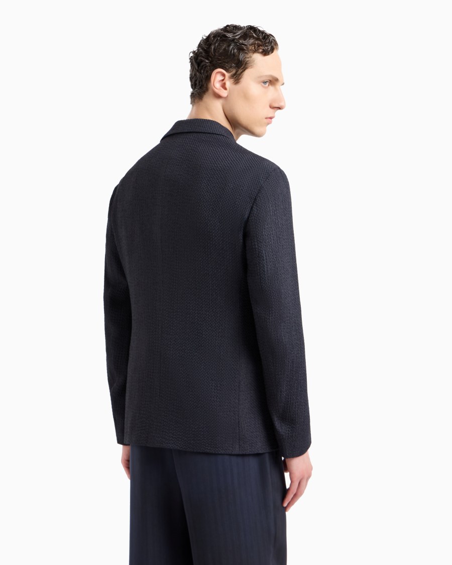 The world of armani GIACCA MONOPETTO IN MISTO CUPRO EFFETTO MESH Offerta speciale della fabbrica
