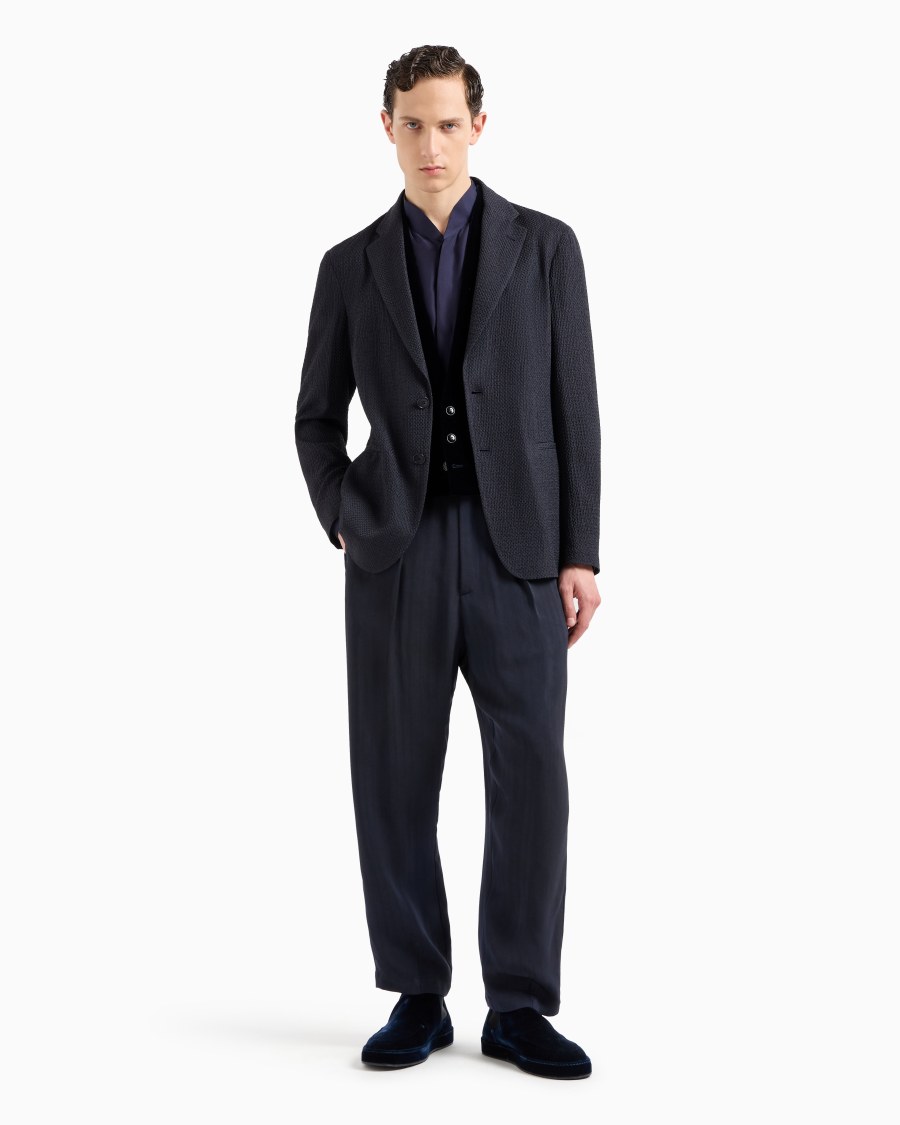 The world of armani GIACCA MONOPETTO IN MISTO CUPRO EFFETTO MESH Offerta speciale della fabbrica
