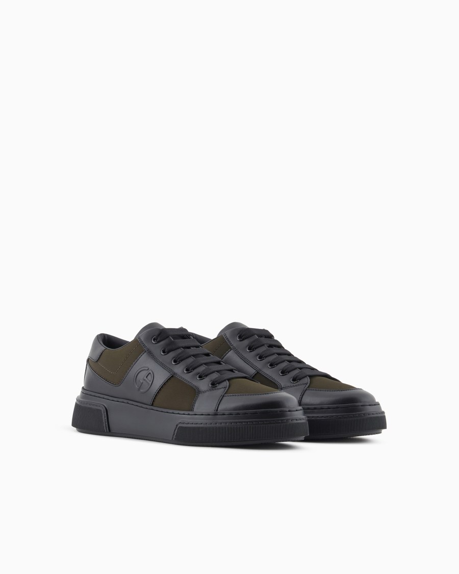 The world of armani SNEAKERS IN PELLE E TESSUTO Discount Store per i nuovi prodotti
