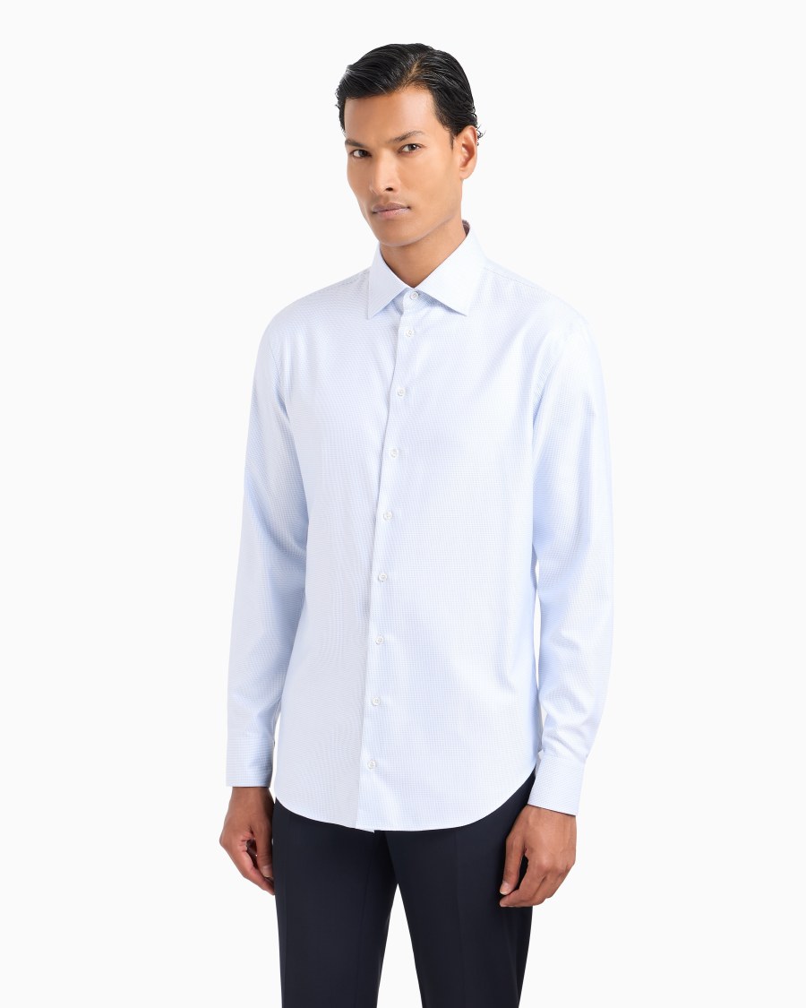 The world of armani CAMICIA REGULAR FIT IN COTONE MICROARMATURATO Officina