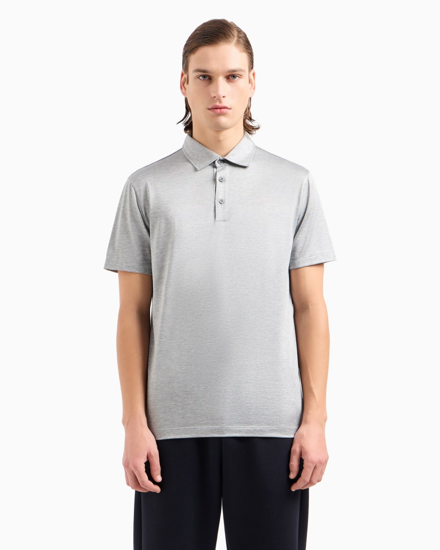 The world of armani POLO IN JERSEY DI SETA E COTONE MELANGE Esporta salva