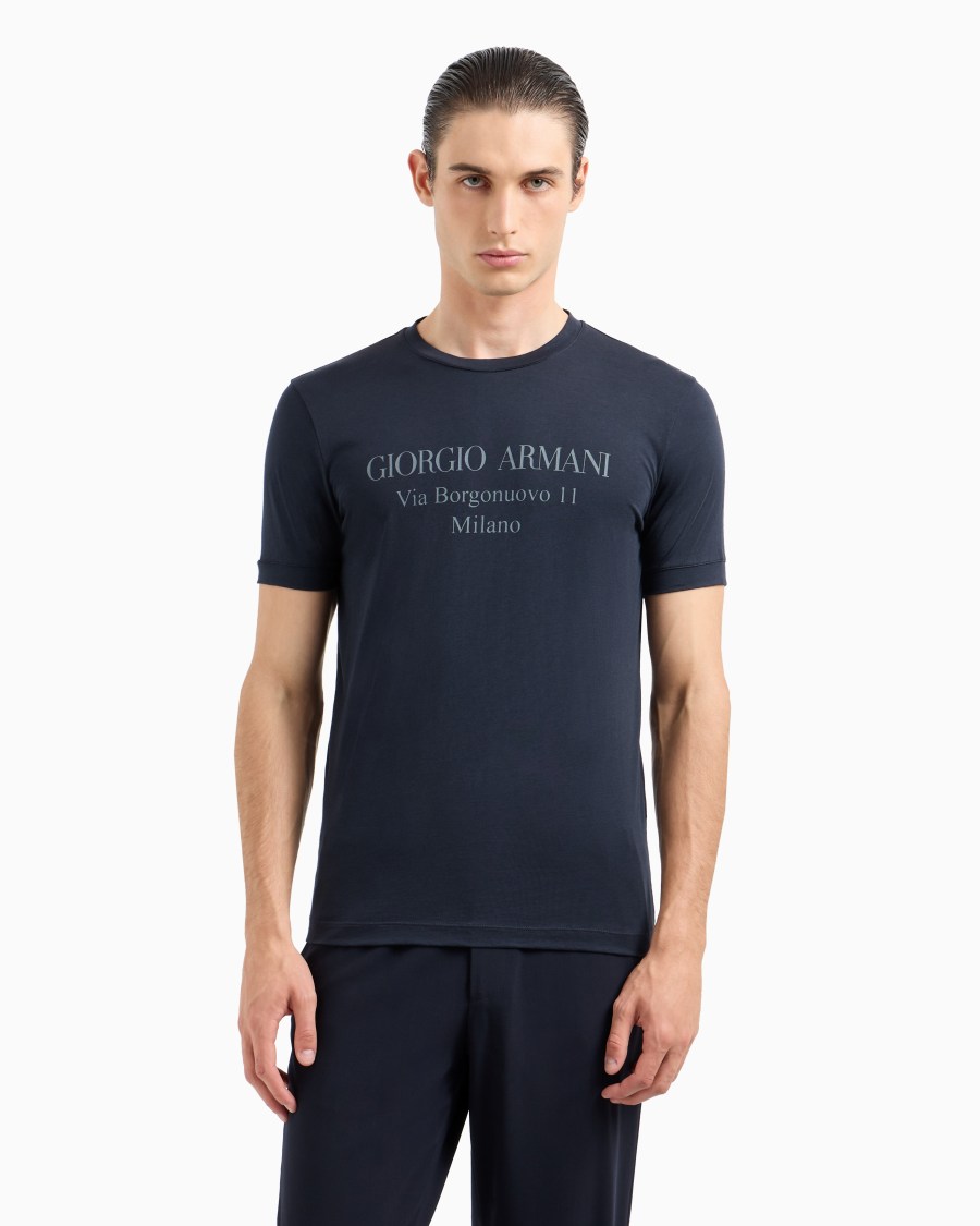 The world of armani T-SHIRT GIROCOLLO BORGONUOVO 11 IN JERSEY DI COTONE PIMA Duty-free