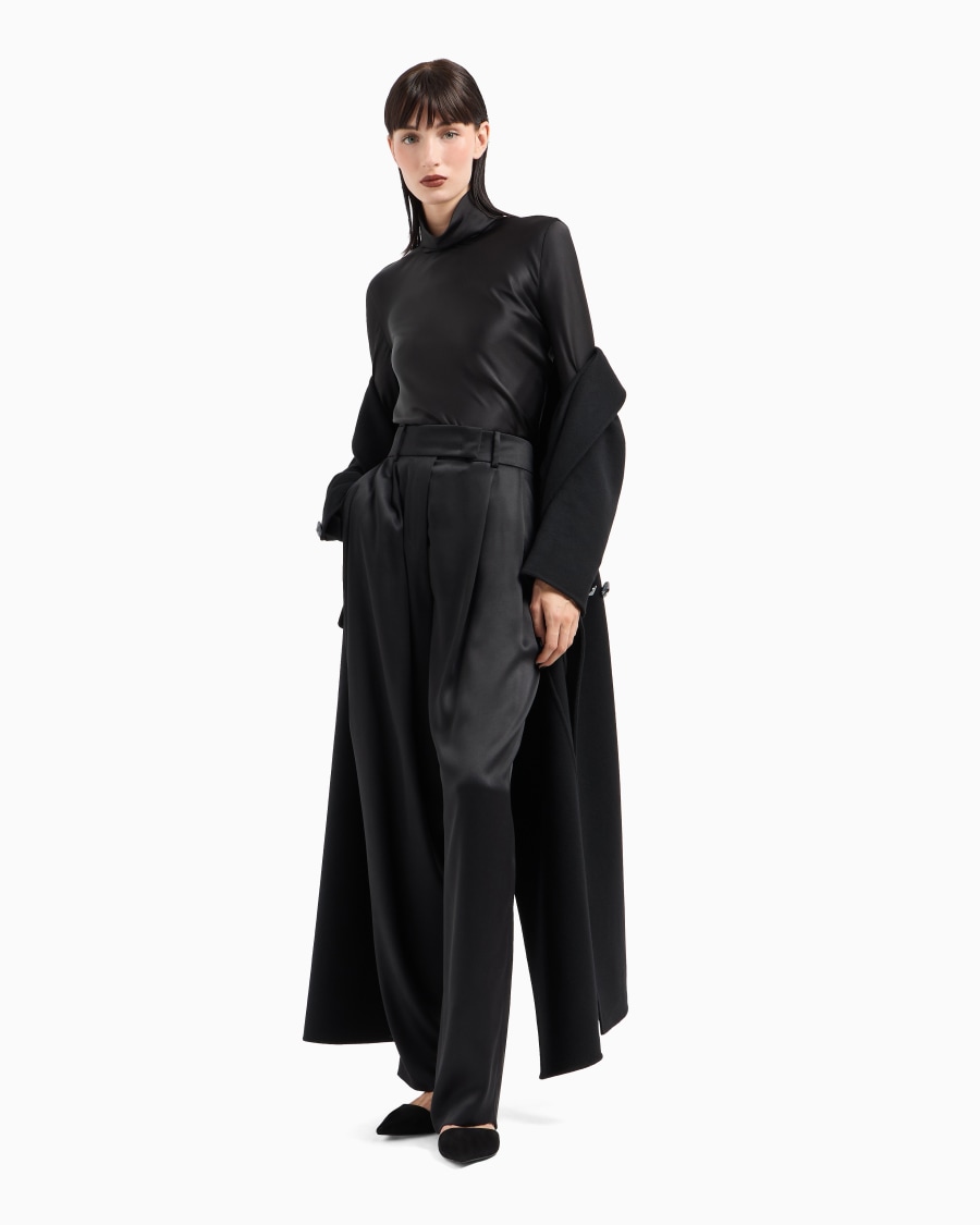 The world of armani BLUSA A MANICHE LUNGHE IN DOPPIO RASO DI SETA Negozi Online