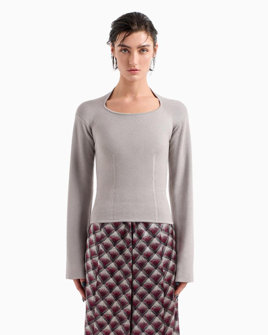 The world of armani MAGLIA IN LANA E VISCOSA A COSTE Fino Al -60%