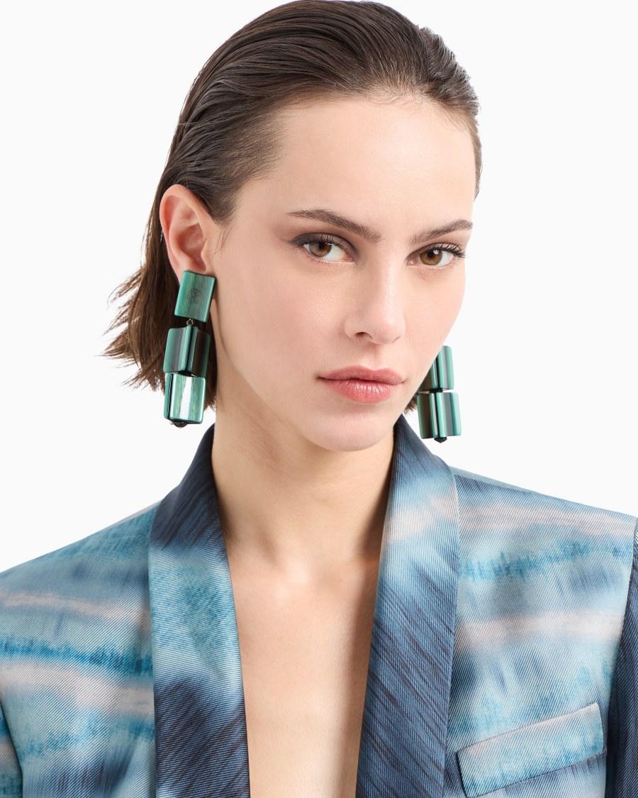 The world of armani ORECCHINI A CLIP CON PENDENTI IN RESINA Sconto