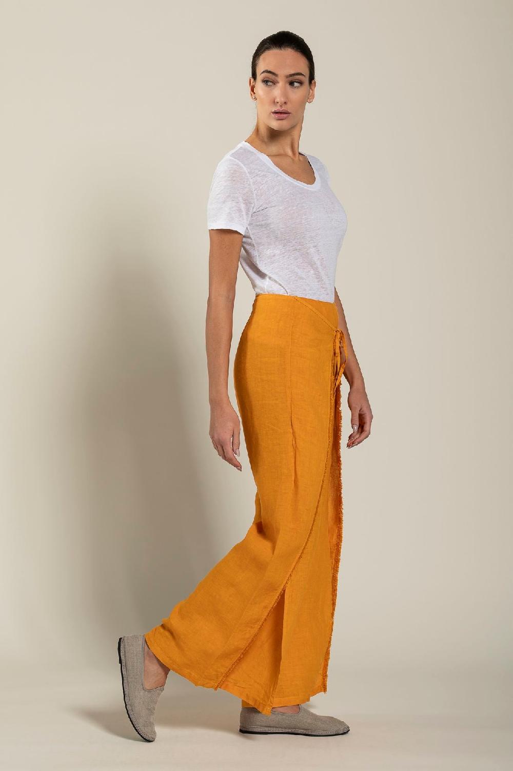 ﻿120% Lino Long Wrap Pant With Drawstring Vendita Economica
