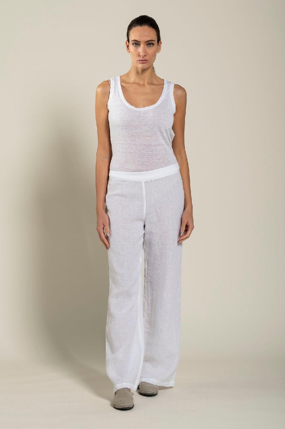 120% Lino High-Waisted Long Pants In Linea