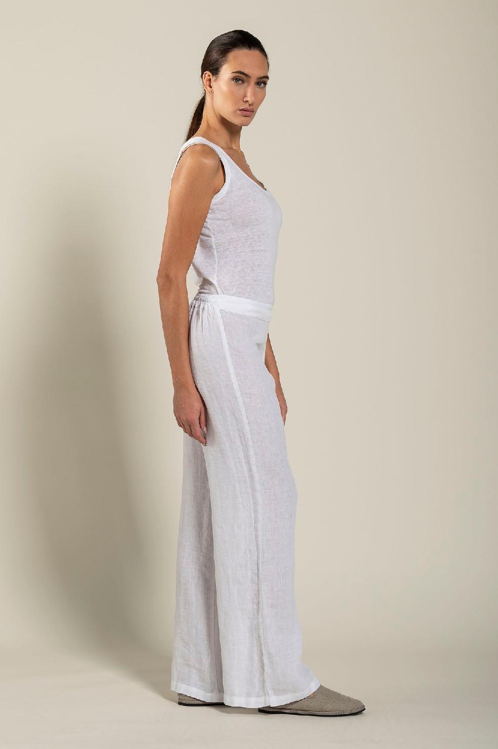 120% Lino High-Waisted Long Pants In Linea