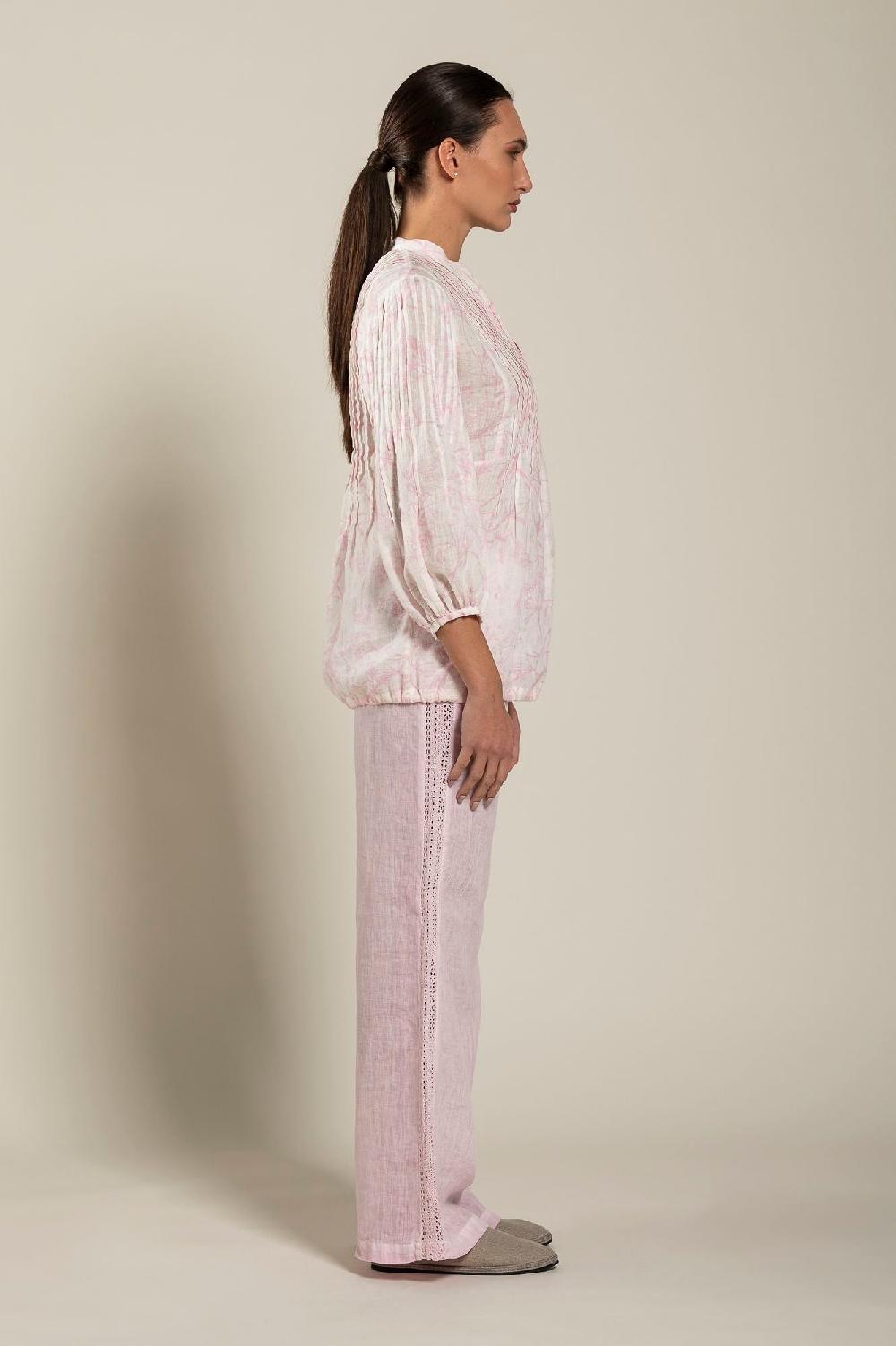 120% Lino Long Sleeve Blouse with Delicate Printed Pezzi Unici
