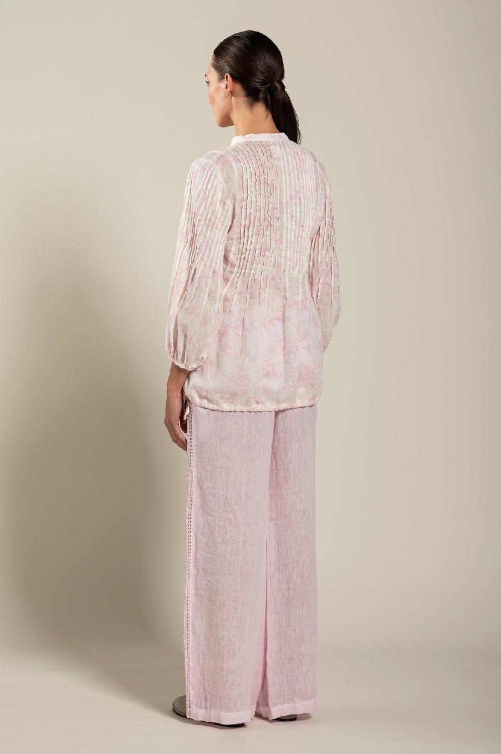 120% Lino Long Sleeve Blouse with Delicate Printed Pezzi Unici
