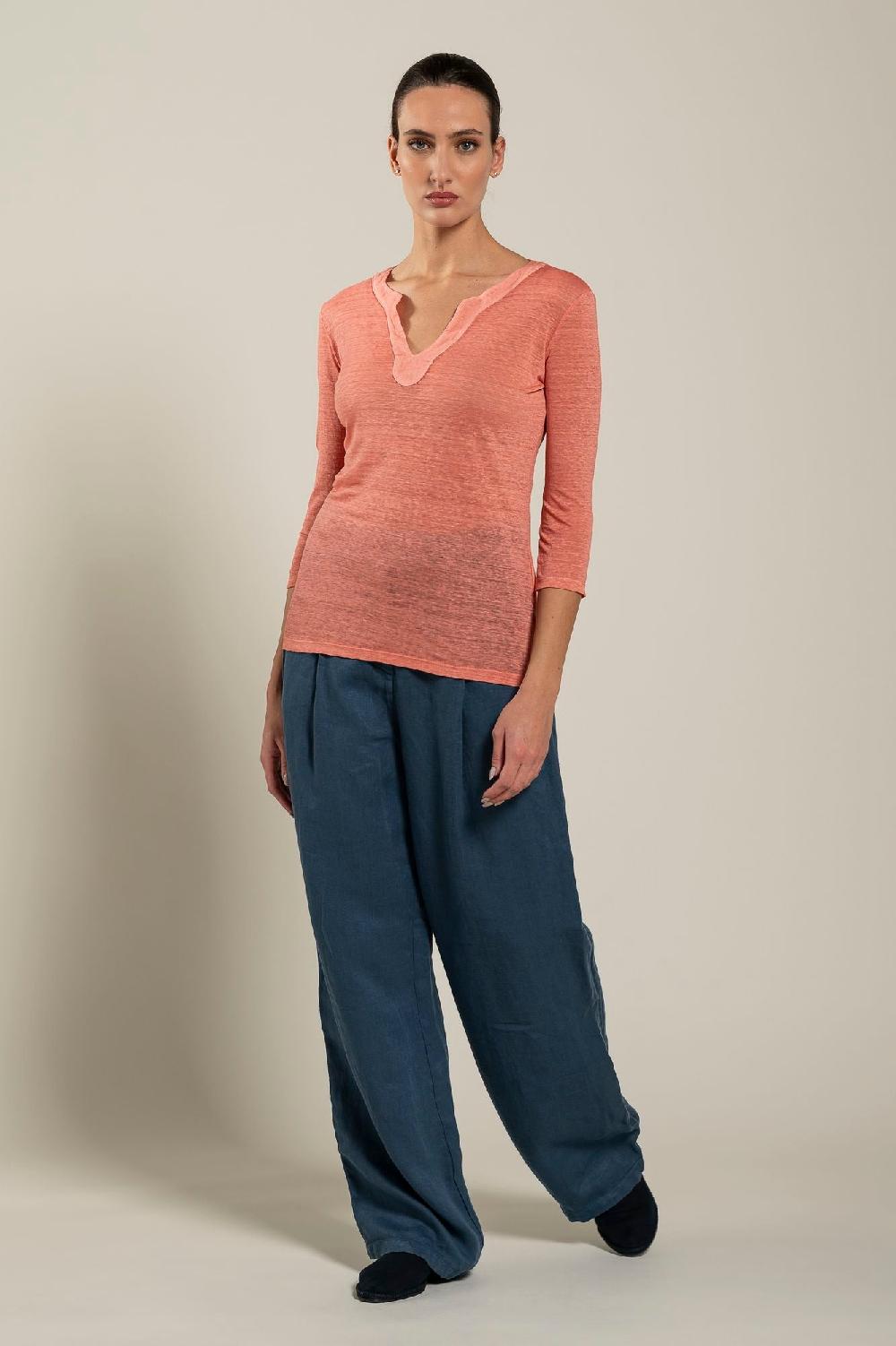 120% Lino Long Sleeve Women T-Shirt Offerta