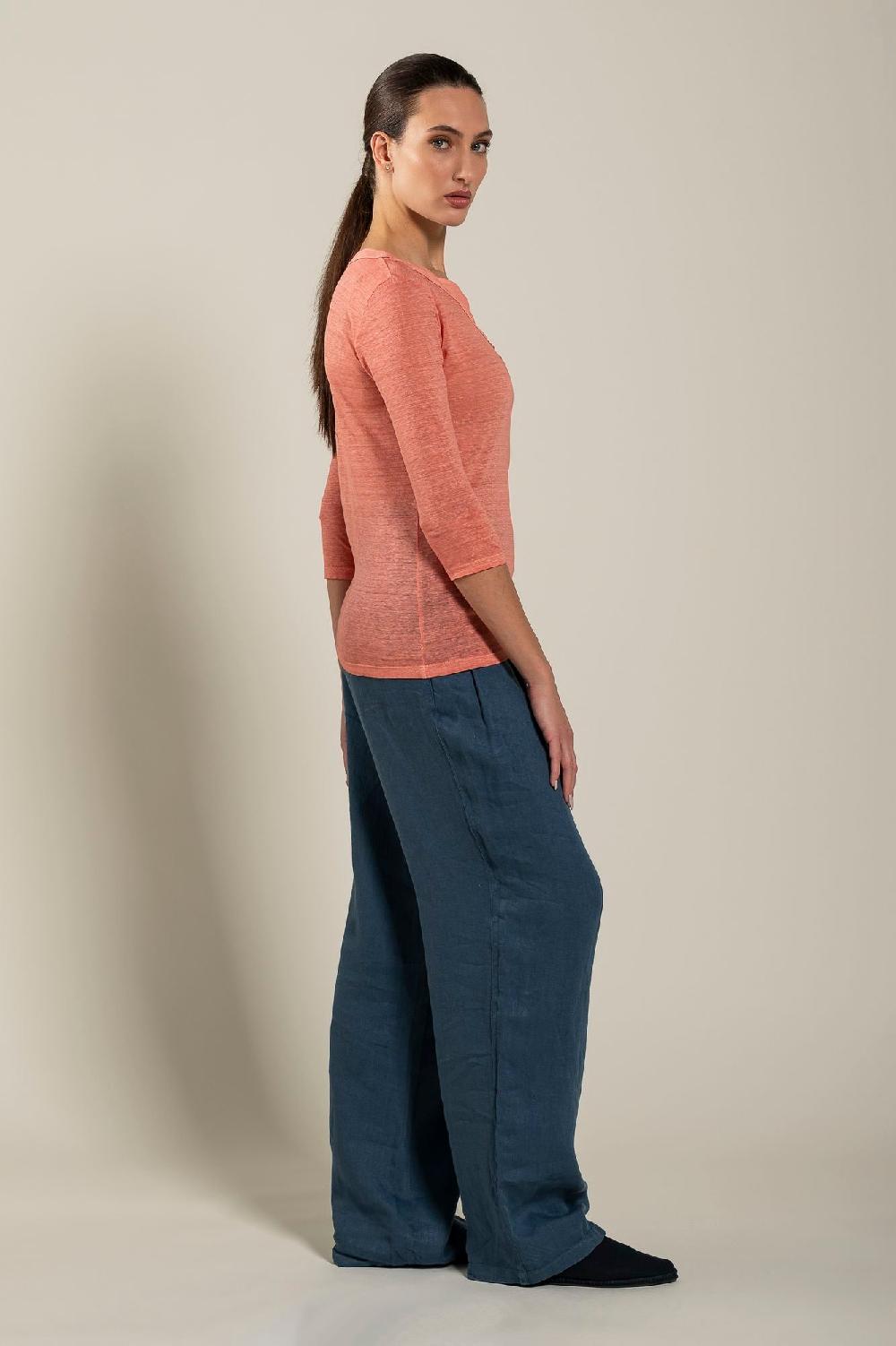 120% Lino Long Sleeve Women T-Shirt Offerta