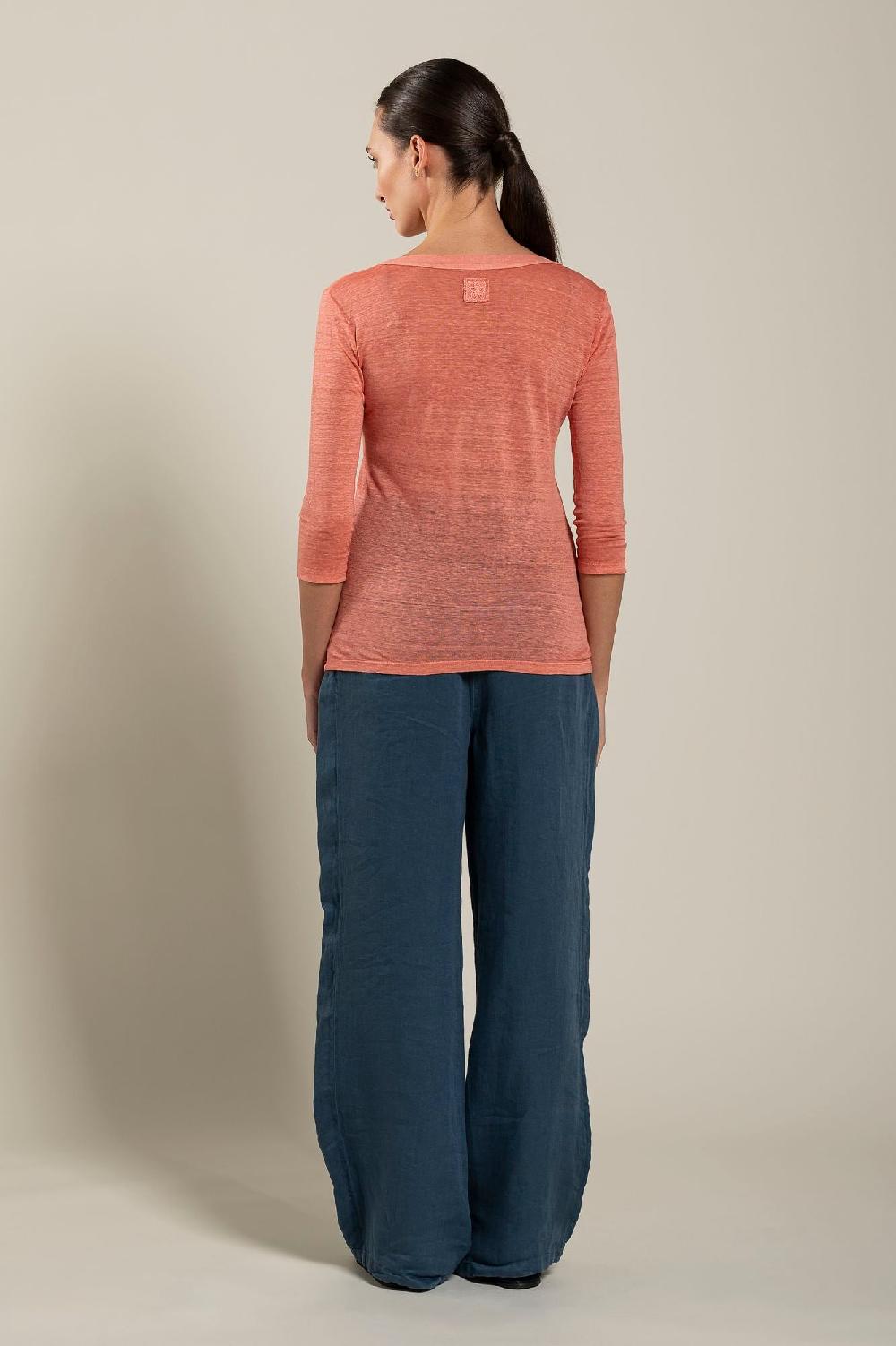 120% Lino Long Sleeve Women T-Shirt Offerta