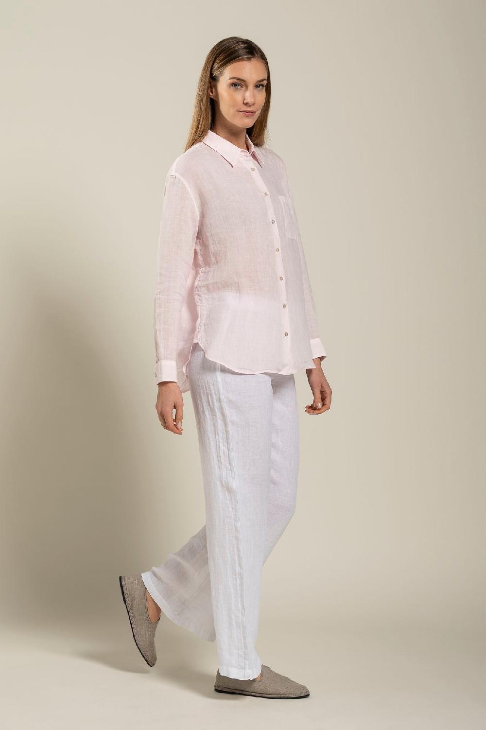 120% Lino Long Sleeve Woman Classic Shirt With Pocket Economico