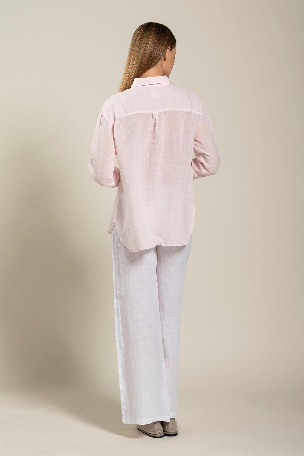 120% Lino Long Sleeve Woman Classic Shirt With Pocket Economico
