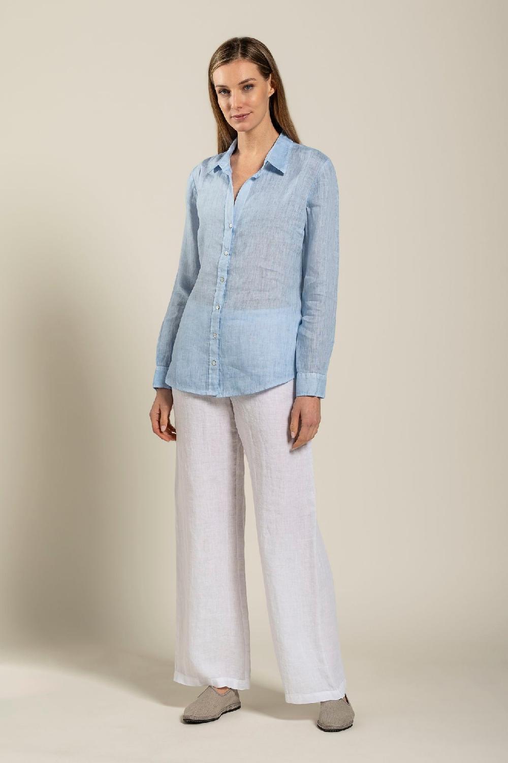 120% Lino Long Sleeve Woman Shirt Online