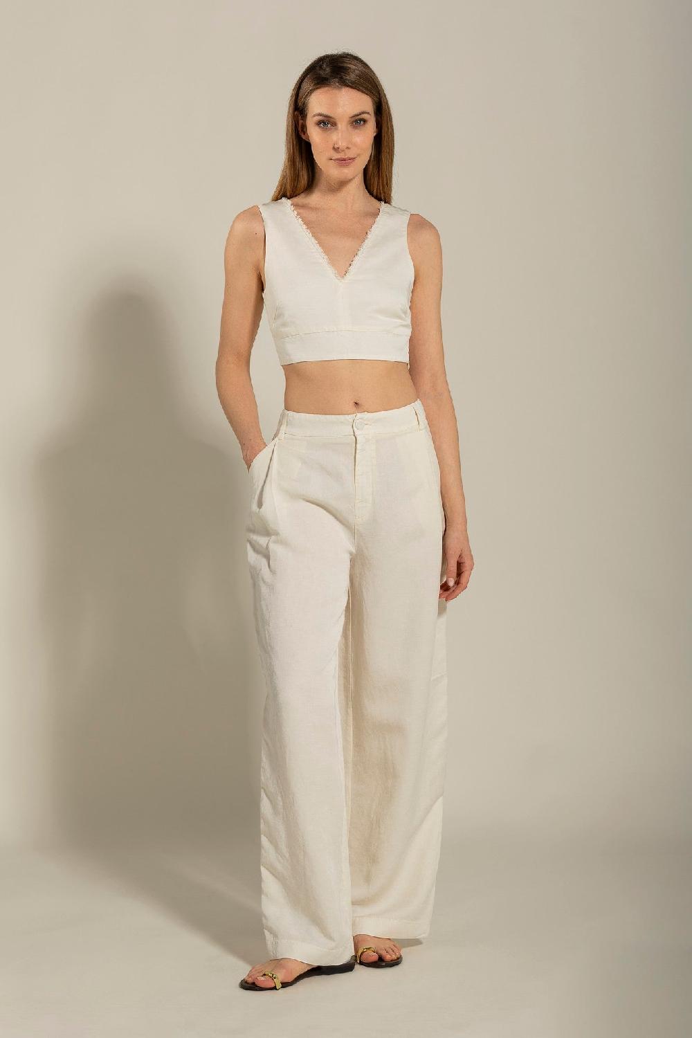 120% Lino Pant with Side Sequin Details Vendita Calda