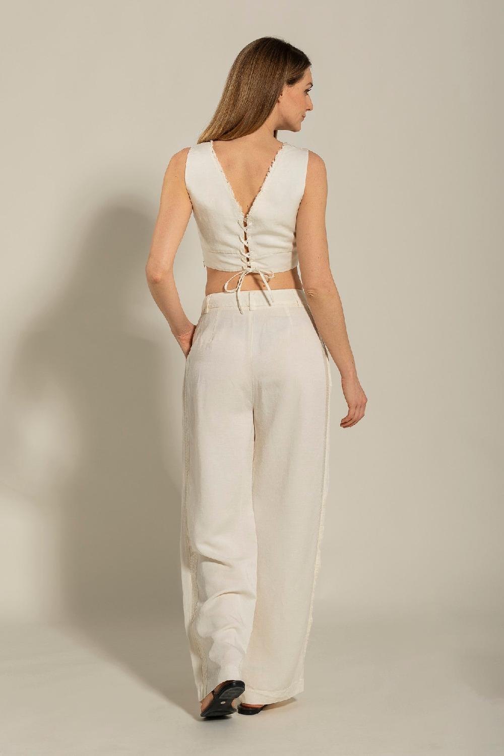 120% Lino Pant with Side Sequin Details Vendita Calda