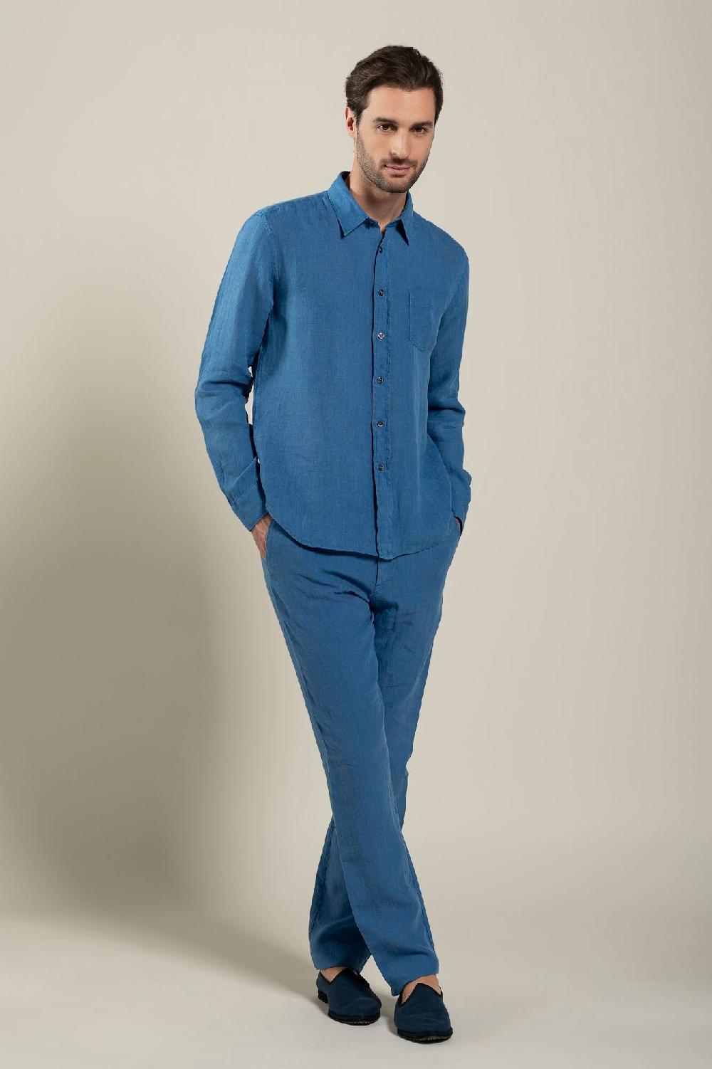 120% Lino Long Sleeve Regular Fit Man Shirt With Patch Pocket Outlet