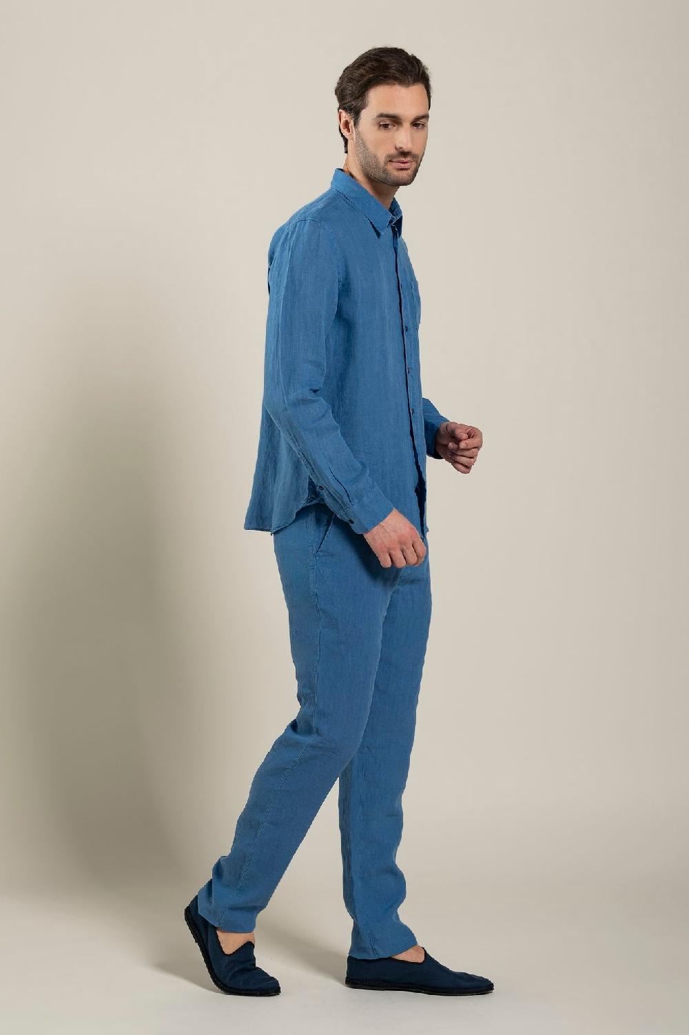 120% Lino Long Sleeve Regular Fit Man Shirt With Patch Pocket Outlet