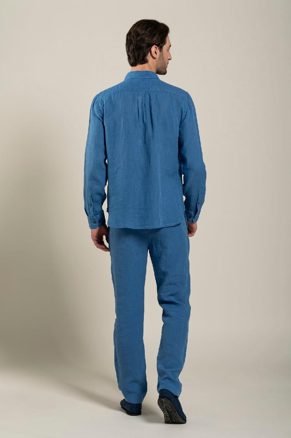 120% Lino Long Sleeve Regular Fit Man Shirt With Patch Pocket Outlet