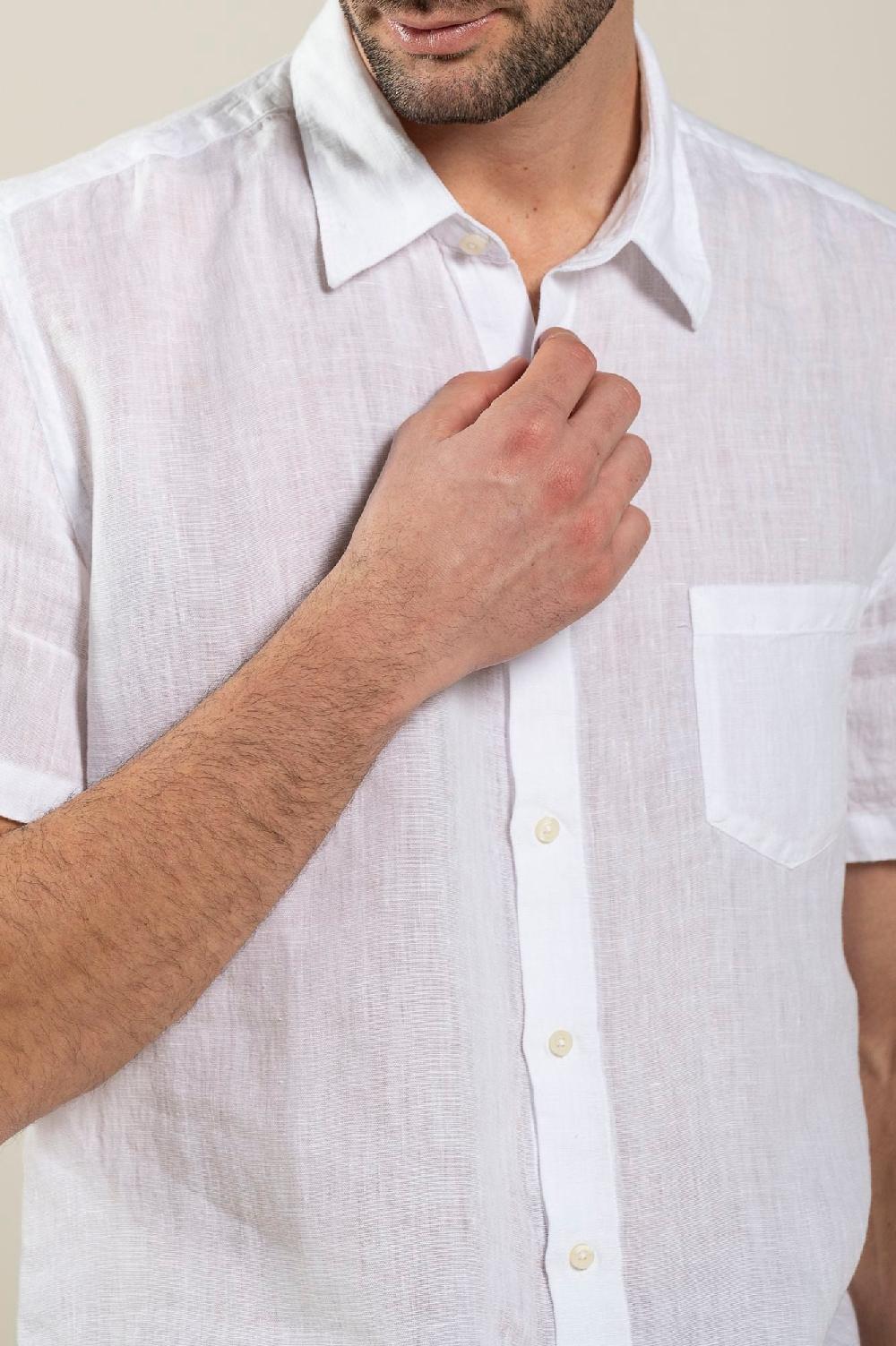 120% Lino Short Sleeve Regular Fit Man Shirt With Pocket Italia