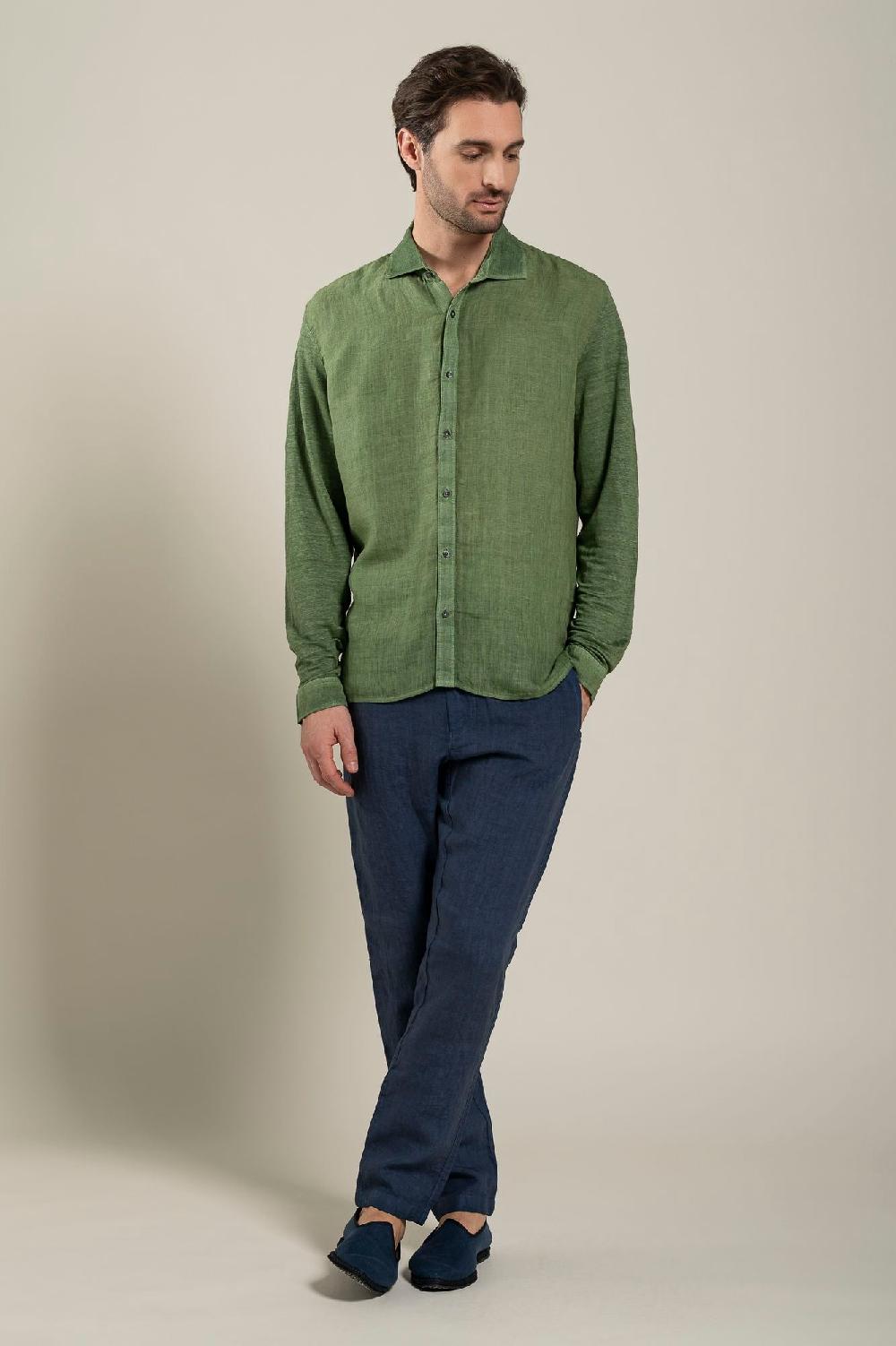 120% Lino Long Sleeve Man Shirt Nuovo