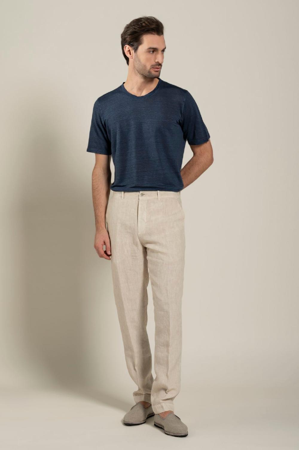 120% Lino Man Melange Chino Pant Vendita