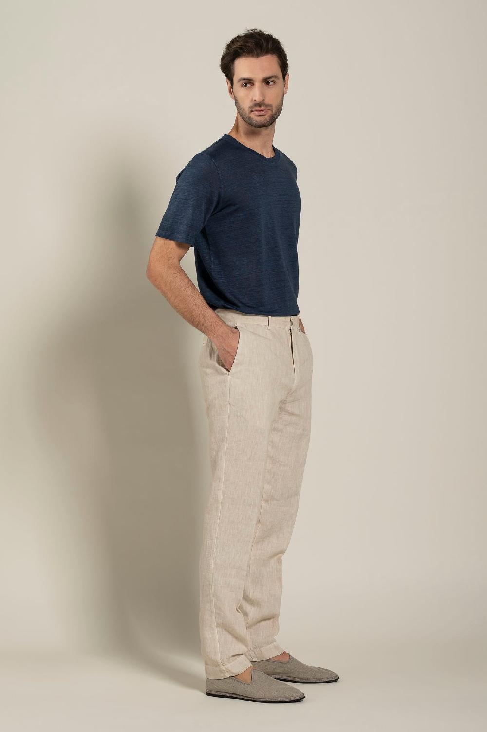 120% Lino Man Melange Chino Pant Vendita