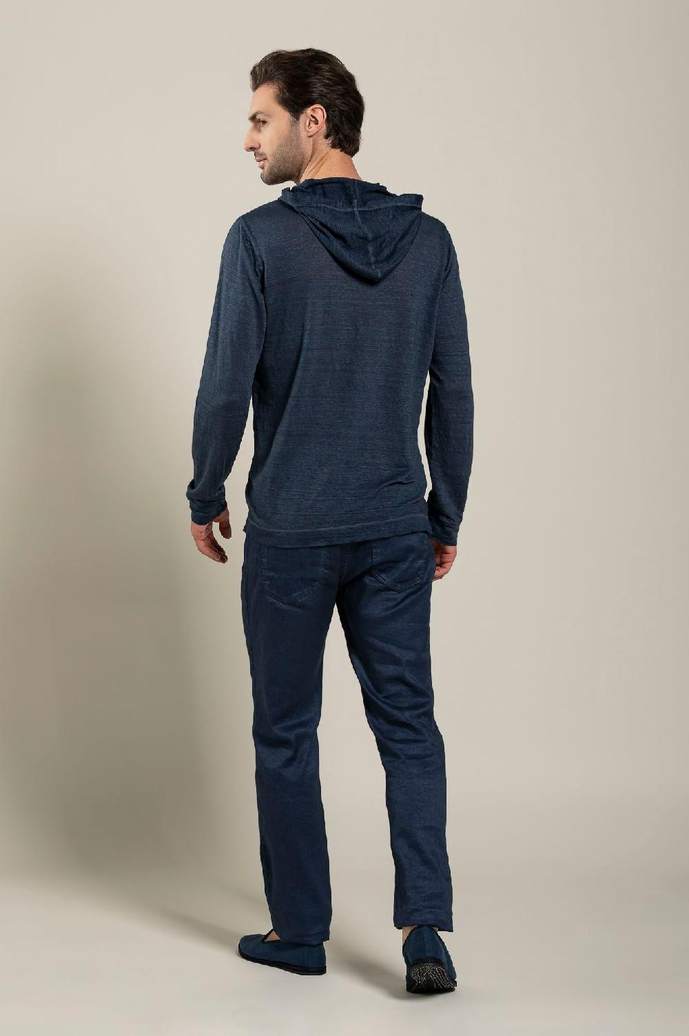 120% Lino Long Sleeve Man T-Shirt With Buttons Promozione