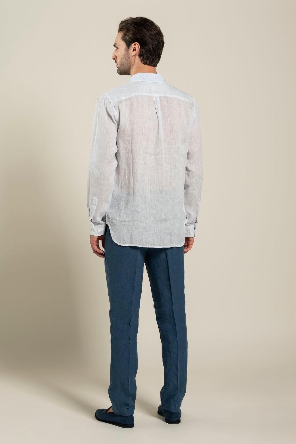 120% Lino Long Sleeve Regular Fit Man Shirt With Pocket Qualità Garantita