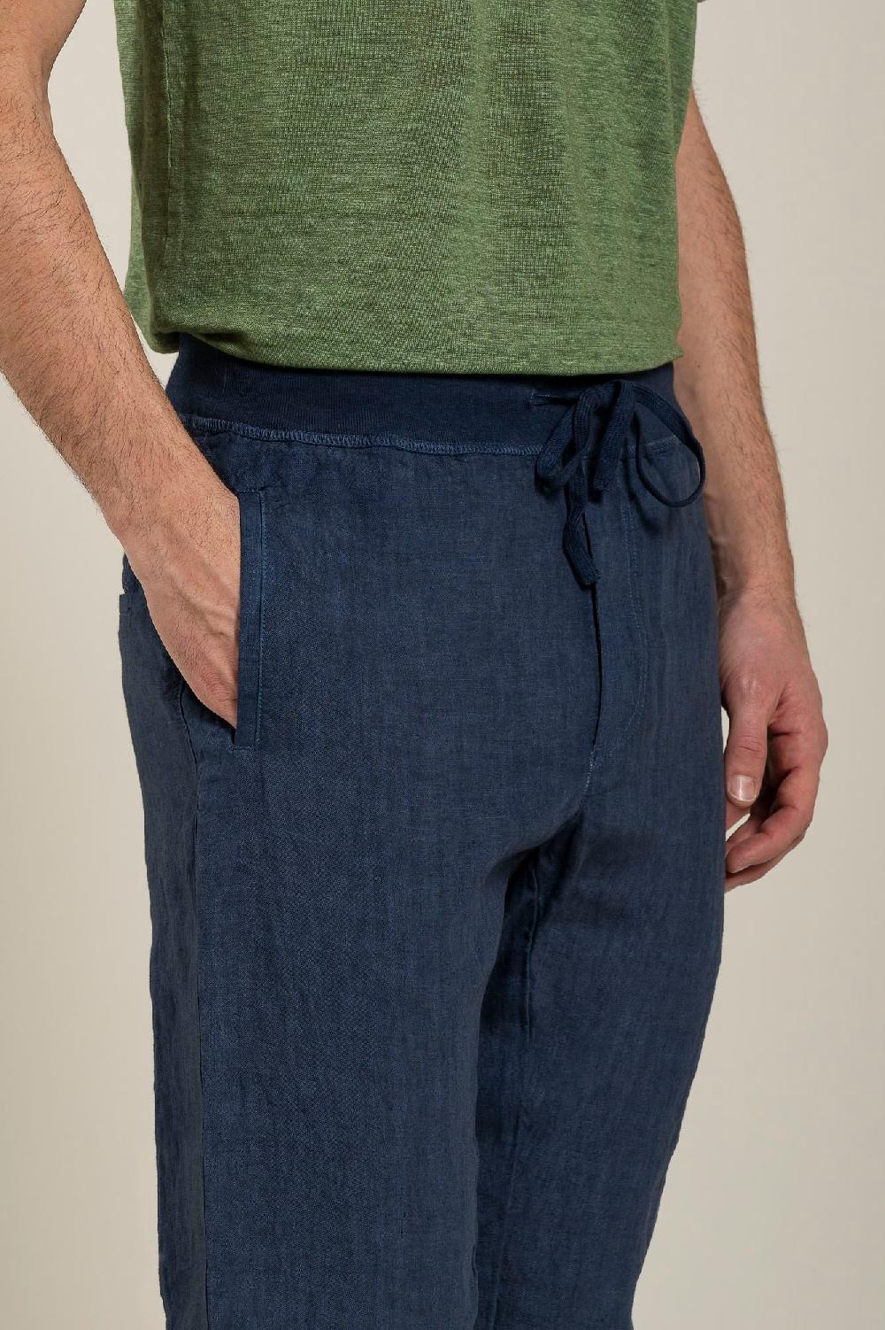 120% Lino Man Melange Drawstring Pant Negozi Online