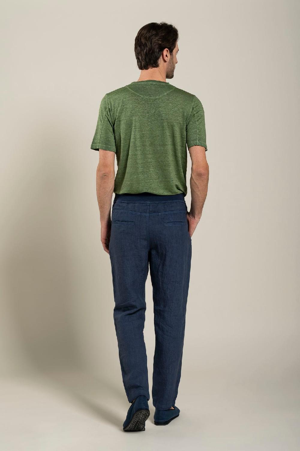 120% Lino Man Melange Drawstring Pant Negozi Online