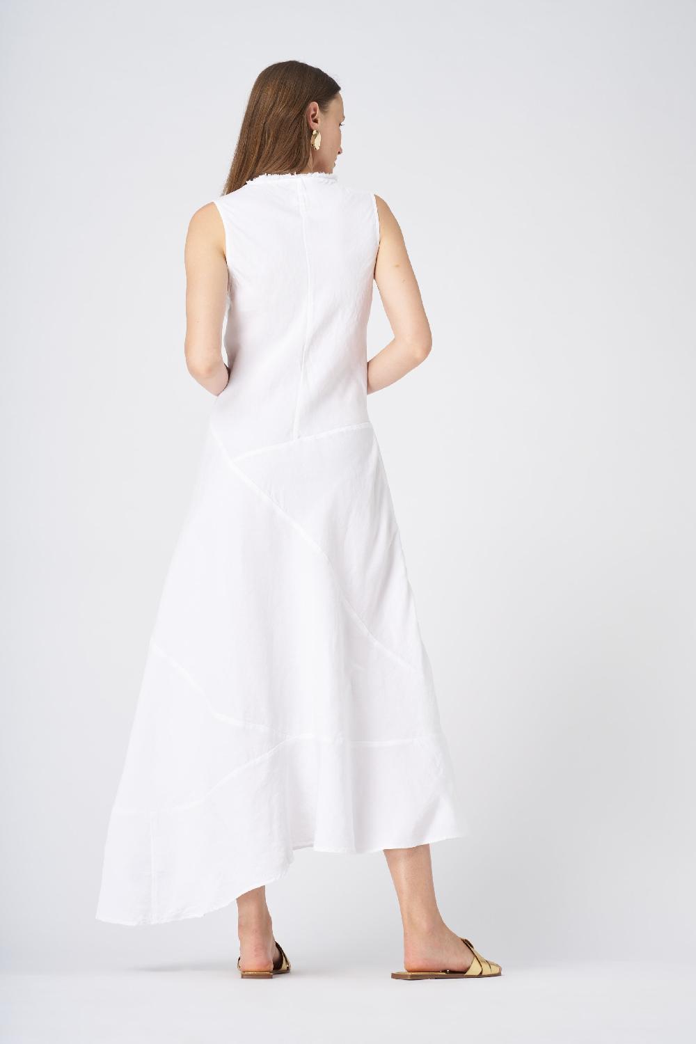 120% Lino Asymmetrical Hem Linen Maxi Dress Acquista Ora