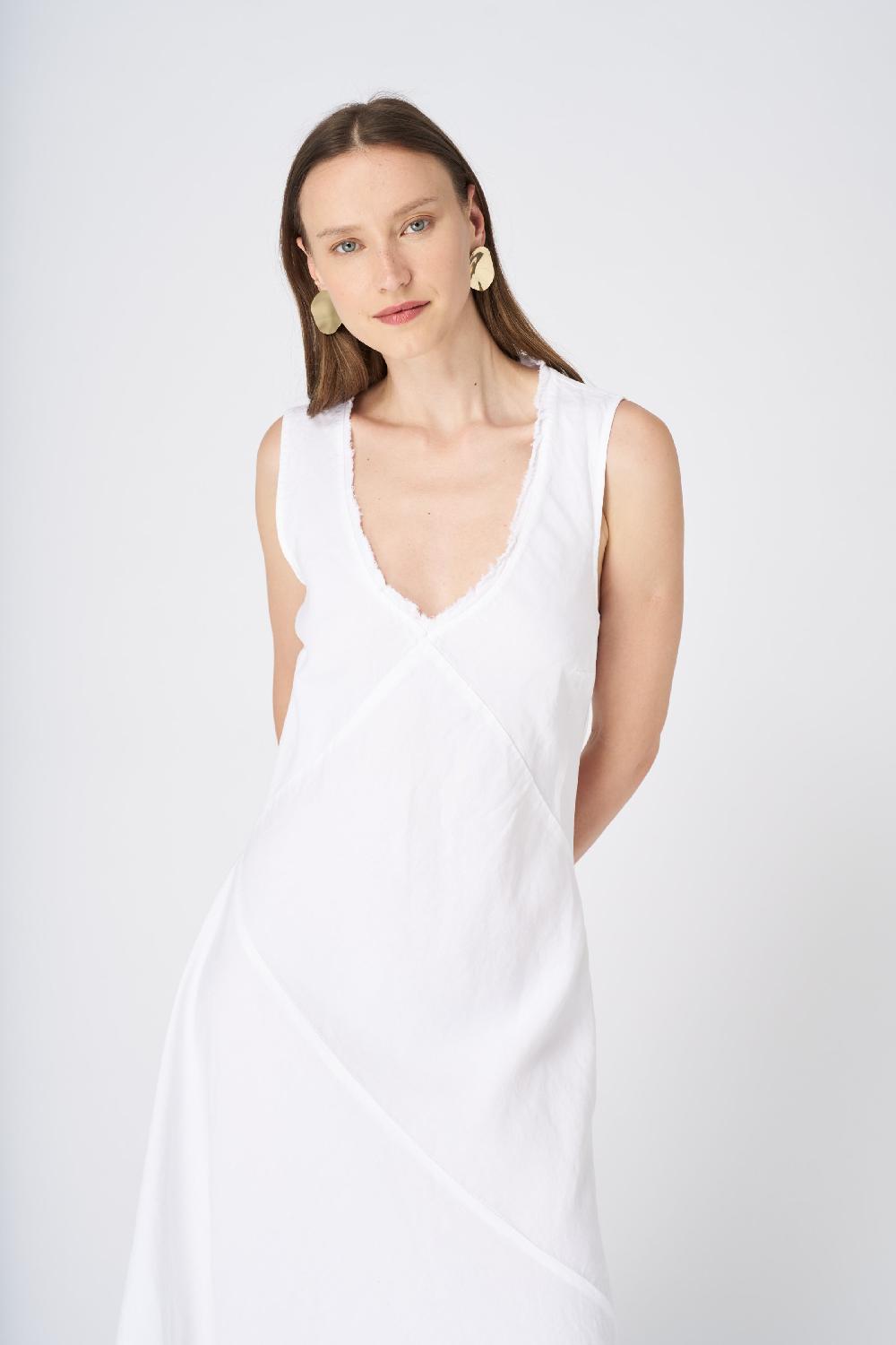 120% Lino Asymmetrical Hem Linen Maxi Dress Acquista Ora