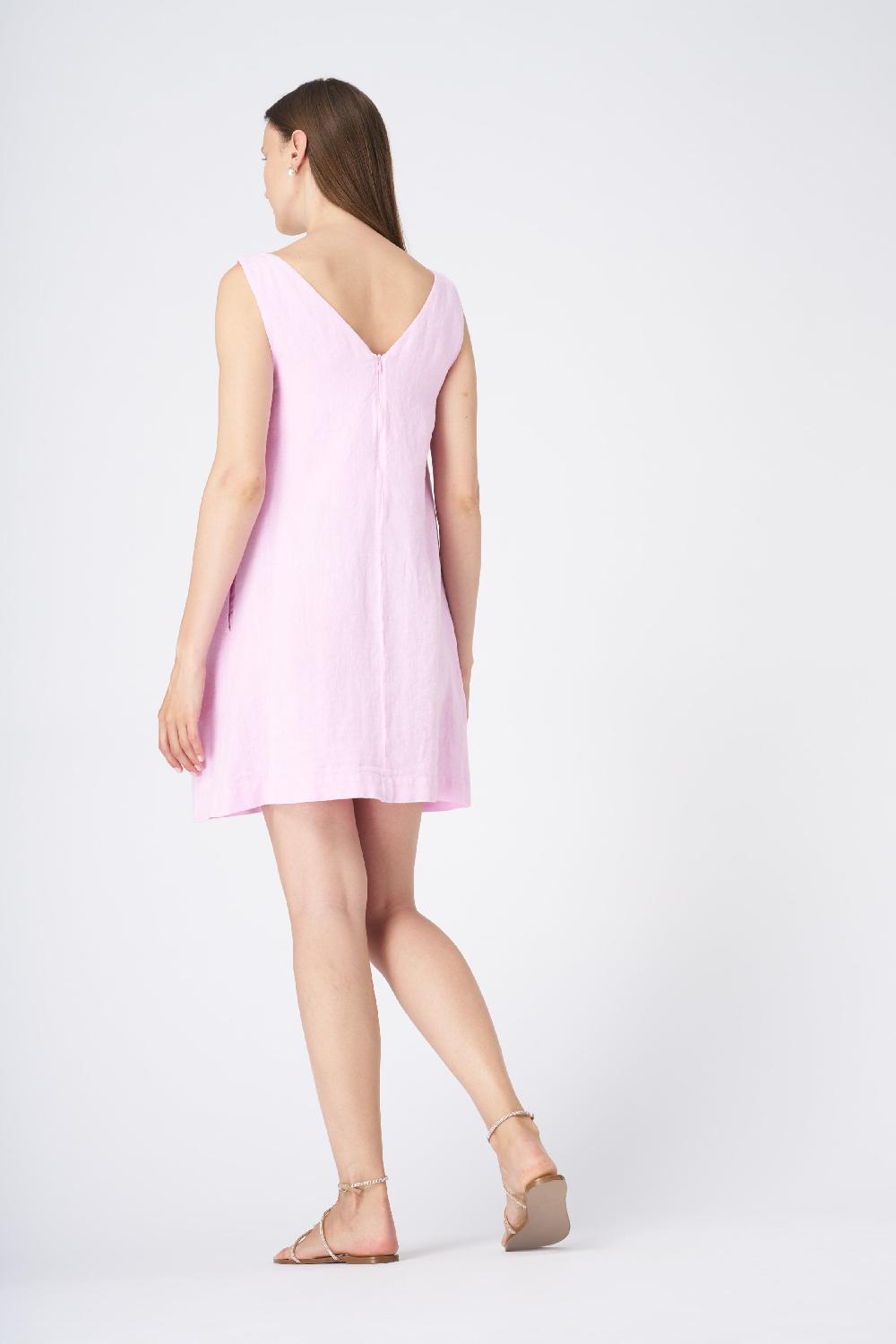 120% Lino Sleeveless A-Line Linen Shift Dress Affare Del Giorno