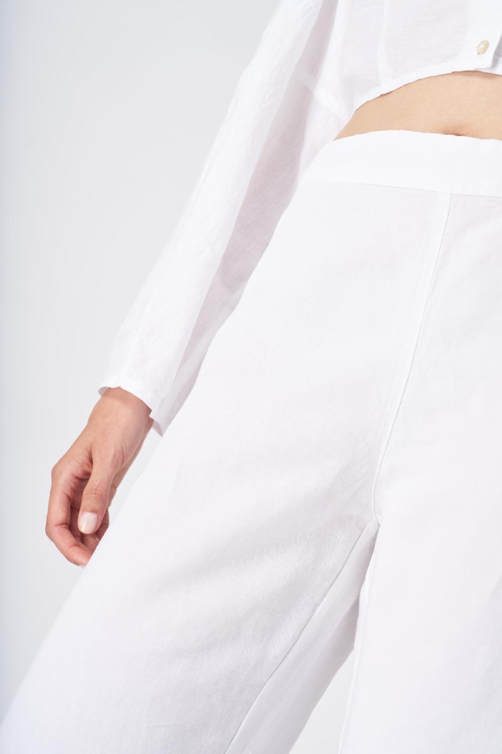 120% Lino Wide-Leg High-Waisted Linen Pants Convenienza