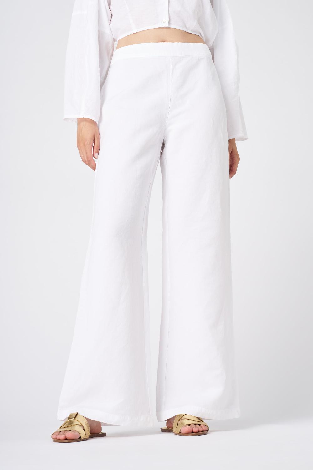 120% Lino Wide-Leg High-Waisted Linen Pants Convenienza
